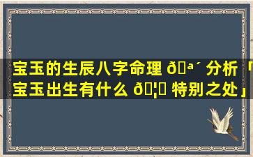 宝玉的生辰八字命理 🪴 分析「宝玉出生有什么 🦍 特别之处」